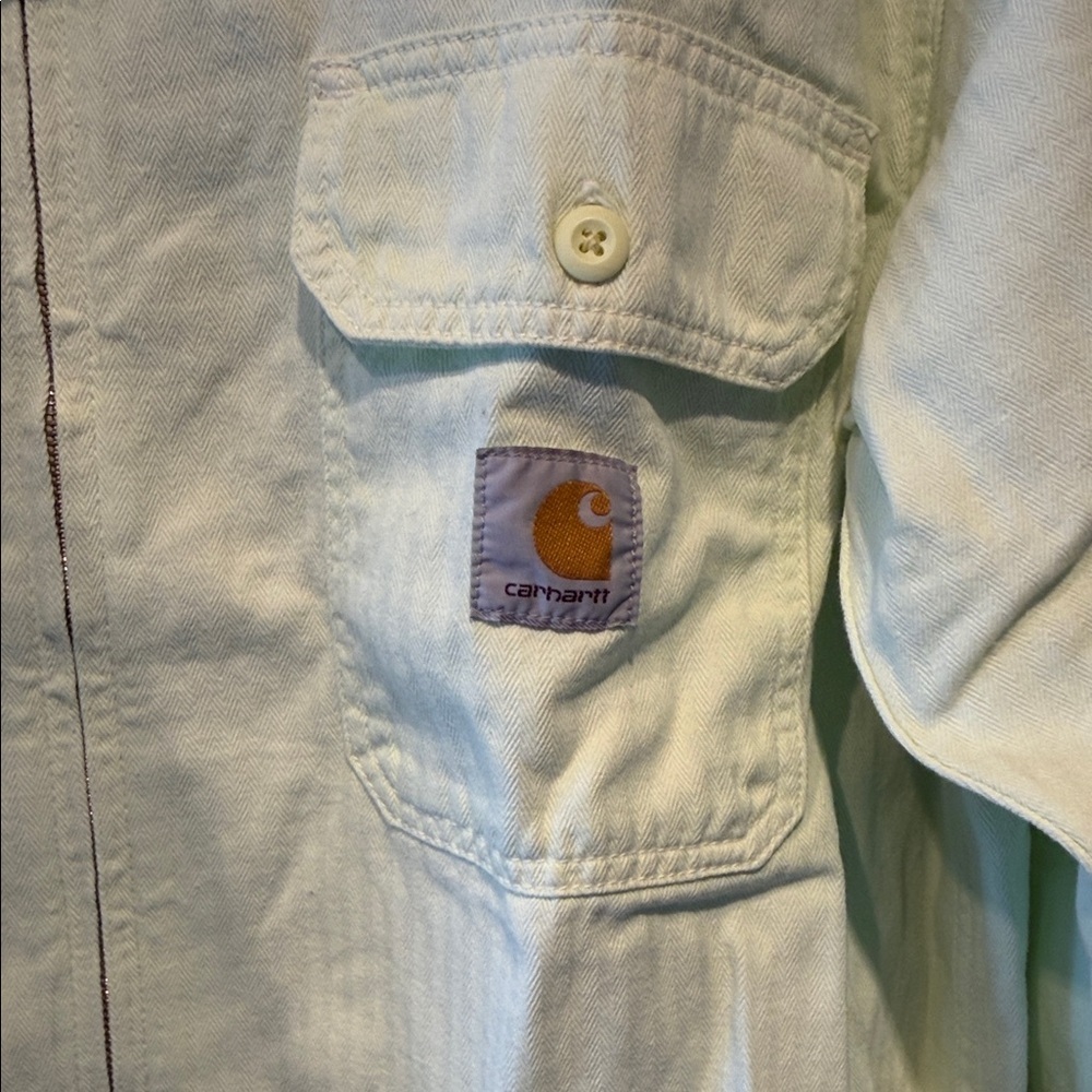 Carhartt WIP Neon Green Linen-Blend Zip-Up Rainier Shirt Jacket - Picture 3 of 7